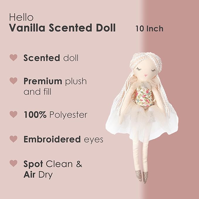 MON AMI Vanilla Scented Designer Soft Plush Doll - 10”, Fun Adorable Stuffed Toy for Kids of All Ages, Use as Toy or Room Décor