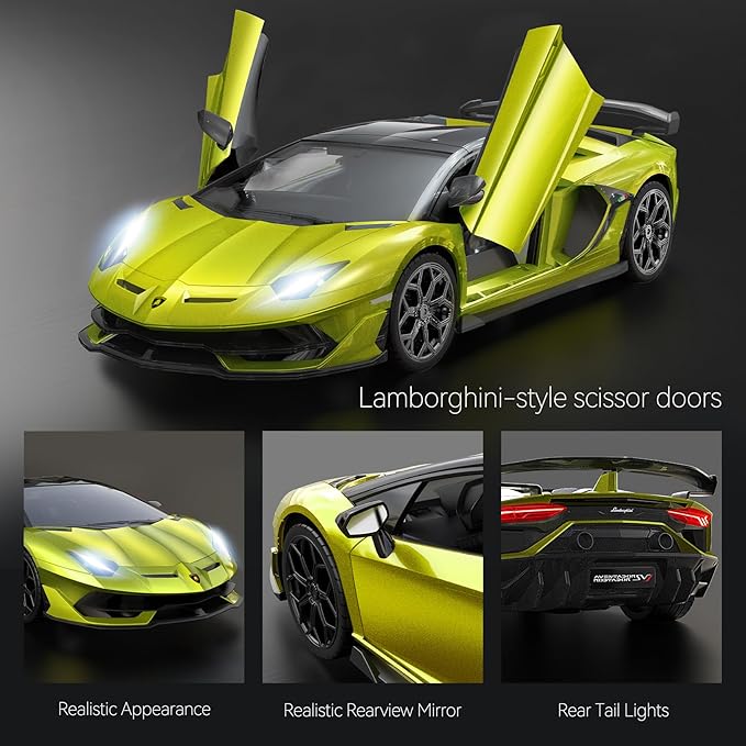 Lamborghini Remote Control Car, Officially Licensed 1:14 Lambo RC Car for Boys Girls Birthday Gift, Green Toys for 3 4 5 Years Old(Green)