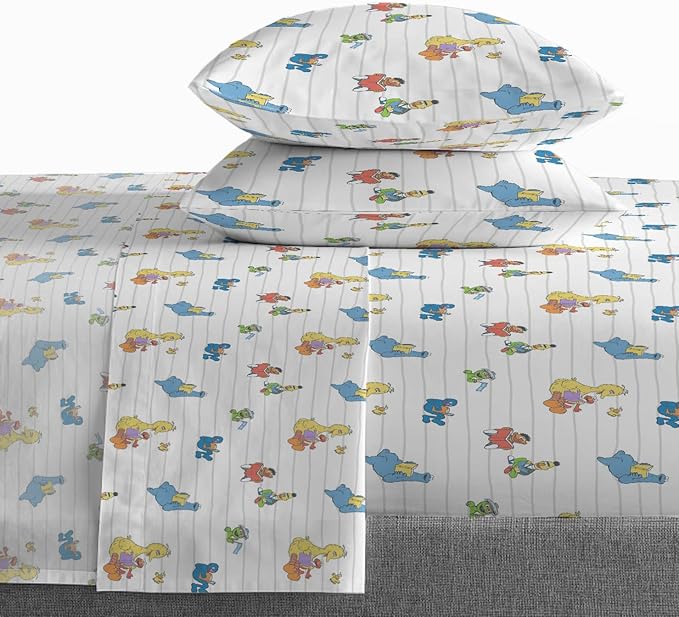Saturday Park Sesame Street Full Sheet Set - Elmo and Cookie 4 Piece 100% Organic Cotton Sheets with Pillow Cover - GOTS & Oeko-TEX Certified