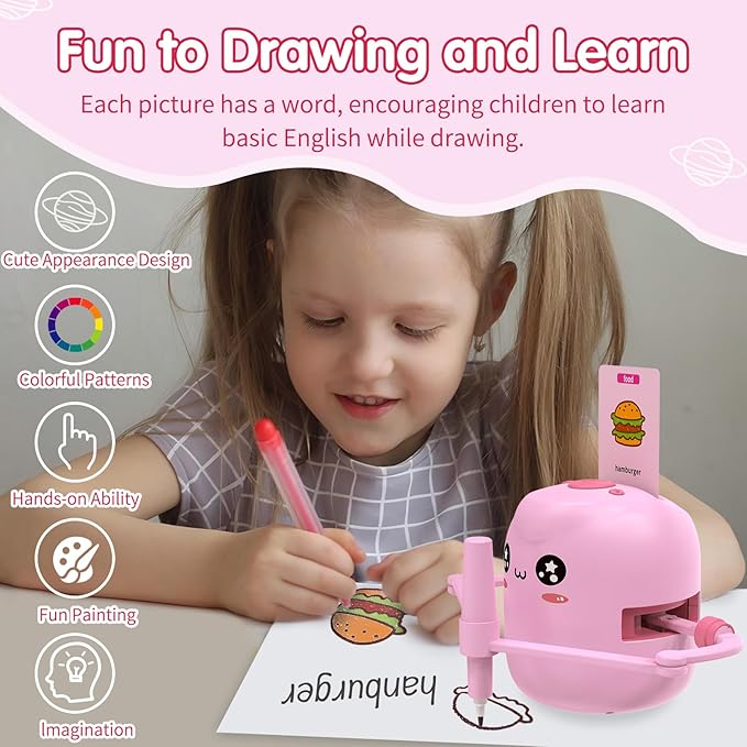 Drawing Robot for Kids with 150 Cards, Interactive Educational Painting Robot with Voice Interaction, Montessori Drawing Learning Toy for 5 6 7 8 9 Boys Girls Birthday Present