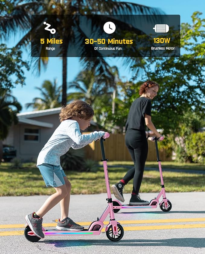 FanttikRide C9 Pro Electric Scooter for Kids 8-12, Adjustable Handlebar Height for Riders 3.9-5.2 ft, 132 lbs, Up to 40 min Continuous Time, 5 Miles Range, 3 Speed Mode 5/8/10 MPH