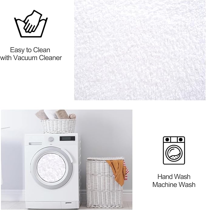 FlyDOIT Area Rugs for Bedroom Living Room, 4x6 White Super Soft Comfy Thickened Memory-Foam Indoor Carpets, Modern Aesthetic Minimalist Carpet for Boys Girls Adults Apartment Nursery Home Décor