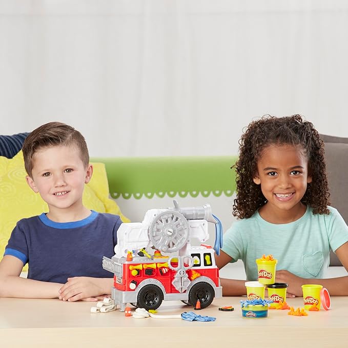 Play-Doh Wheels Fire Truck Toy Vehicle Set, 5 Cans, Preschool Toys for 3 Year Old Boys & Girls & Up, Imagination Toys (Amazon Exclusive)