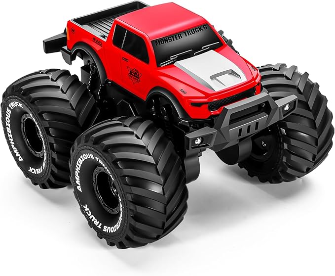 1:18 Scale Amphibious LED RC Car ,2.4GHz All 20 Km/h Off Road Terrain Remote Control Drift Truck, Waterproof Truck for 8+ Year Old Boys Girls Kids Gifts (Red)