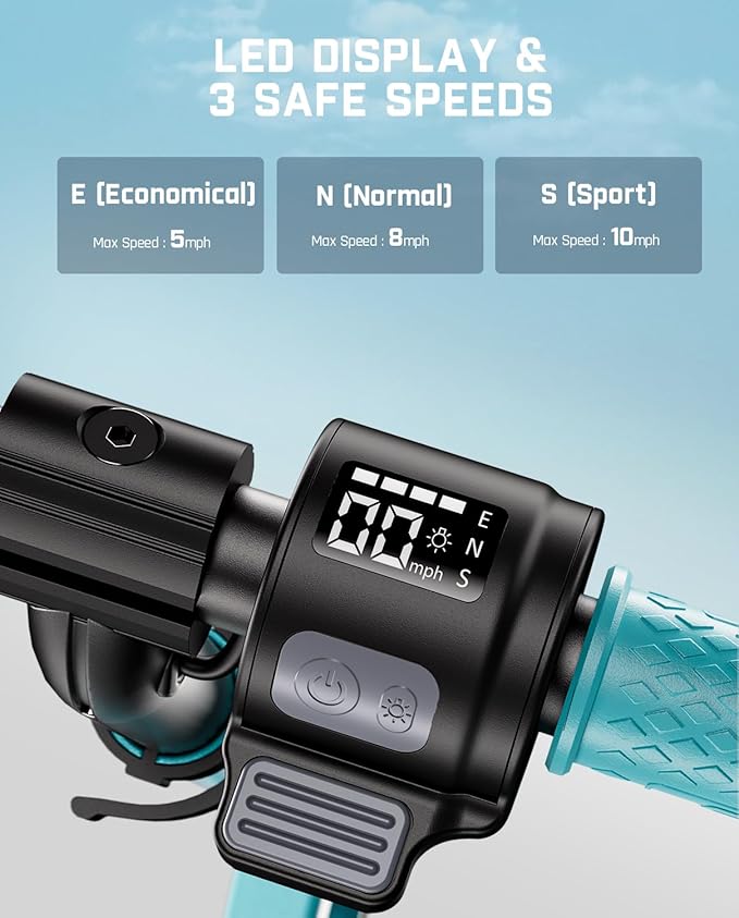 FanttikRide C9 Pro Electric Scooter for Kids 8-12, Adjustable Handlebar Height for Riders 3.9-5.2 ft, 132 lbs, Up to 40 min Continuous Time, 5 Miles Range, 3 Speed Mode 5/8/10 MPH
