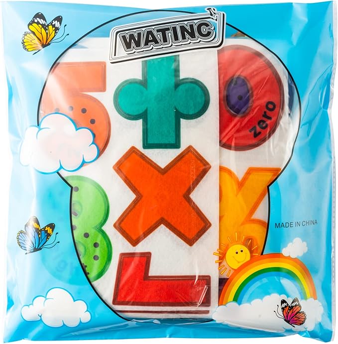 WATINC 151Pcs Alphabets Letters Numbers Felt Board Story Preschool Set Colorful ABC Letter Upper Lower Case Math Symbols Large Wall Storyboard Early Learning Play Kit for Toddlers Kids 41 x 30 Inch