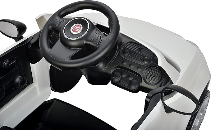 Best Ride On Cars Fiat 500 Push Car, with Stroller, Adjustable Footrest and Handle, Horn, Music, Stable Wheels, For Kids Aged 2-3 Years, 37 x 19 x 12 inches, Large, White