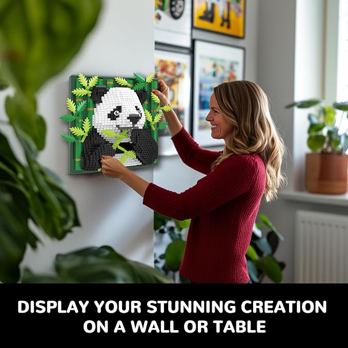 Panda Animal 3D Wall Art Micro Mini Building Blocks Set, Unique Home Wall Decor or Table Display, No Compatible with Lego Set, Ideal Gift Toy for Adults & Teens (1142 PCS)