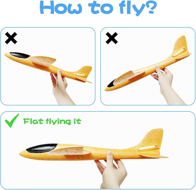 Upgrade 17.5" Large Throwing Plane, 2 Flight Mode Glider, Kids' Foam Airplane Gifts for 3-7 Year Olds, Outdoor Sport Toys Birthday Party Favors