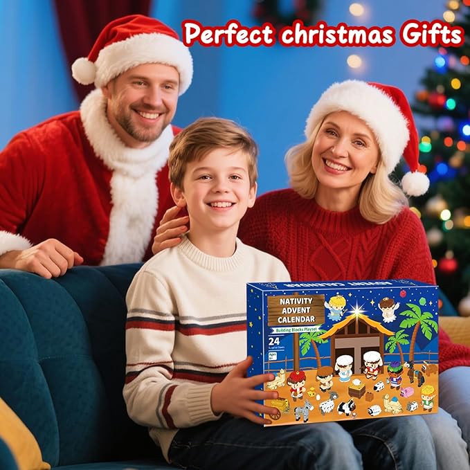 Nativity Advent Calendar 2025 Nativity Set Building Blocks for Kids Christmas Advent Calendar for Kids Boys Girls Teens Toddler Children Christian Religious Advent Calendar Gifts Toy