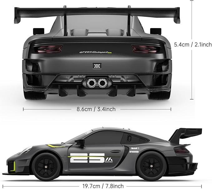 RASTAR Porsche 911 GT2 RS Model Car, 1:24 Scale RC Porsche 911 GT2 RS Clubsport 25 Remote Control Car for for Kids Adults, RC Sports Supercar Grey