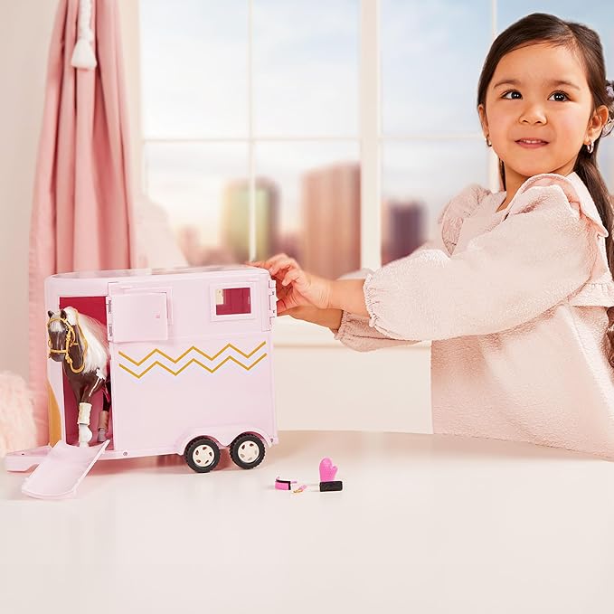 Lori Dolls – Hoofing It – Horse Trailer – Play Set for 6-inch Horses & Mini Dolls – Horse Accessories – Saddle, Bridle, Brush & More – 3 Years +