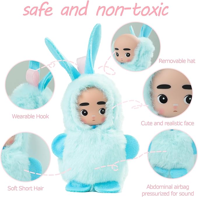 4 Inch Mini Baby Dolls 6pcs Set Realistic Reborn Mini Babies with Air Bag for Sound Cute Small Baby Doll with Handmade Hook Cute Tiny Baby Doll Gifts Set for Girls Boys 3+ Birthday Gifts