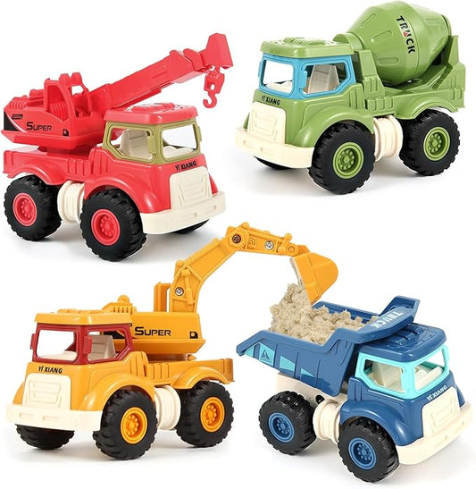 Construction Toys for 2 3 4 5 Years Old Boys Girls Kids Toddlers, Sandbox Excavator Toy Construction Truck Toys Vehicles Dump Crane Cement Mixer Truck, Christmas Birthday Gifts