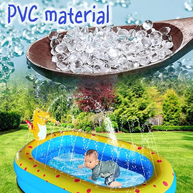 Inflatable Swimming Pool for Kids with Sprinkler, Funny Blow up Piscina 67'' x 41'' x 32'' Full-Sized Family for Backyard, Summer Water Party