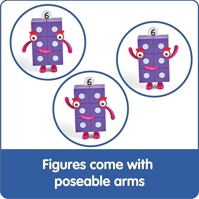 hand2mind Numberblocks Friends Six to Ten, Action Figure Set, Toy Figures & Playsets, Small Figurines for Kids, Counting Blocks, Numbers for Toddlers, Math Toys, Kids Birthday Gifts