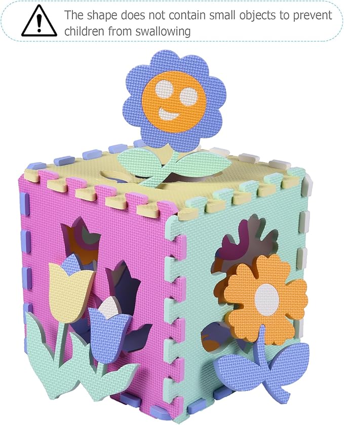 Foam Play Mat for Kids,25Pcs Square Interlocking Puzzle Floor Mat,Baby Play Mat Floor Mat Foam Puzzle Playmat for Toddlers with Fence(Flower-CSH037