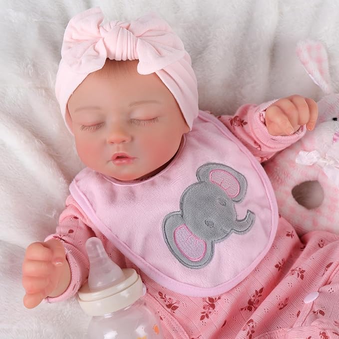 BABESIDE Lifelike Reborn Baby Dolls - 17-Inch Realistic-Newborn Baby Dolls Full Body Vinyl Sleeping Real Life Baby Dolls Girl with Toy Accessories for Kids Age 3 4 5 6 7 +