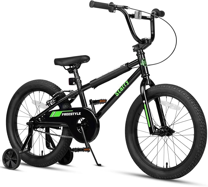 12 14 16 18 Inch Kids Bike BMX Style Bicycle with Training Wheels Coaster Brake for 1-10 Years Old Toddlers Boys Girls Multiple Colors