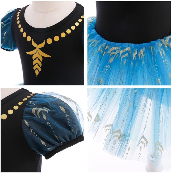 DYMCII Baby Girls Princess Ballet Dress Short Sleeve Leotards Skirted Tutu Dancewear Halloween Christmas Party Fancy Costume