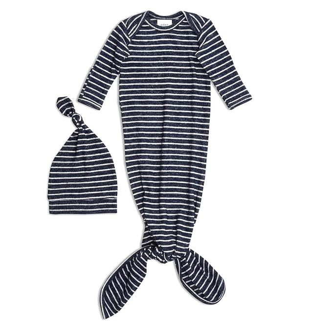aden + anais Snuggle Knit Knotted Newborn Baby Gown & Hat, Navy