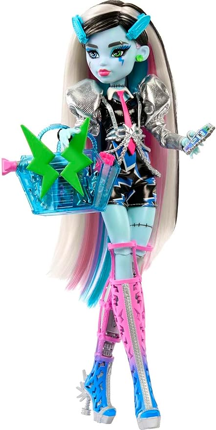Monster High Doll, Amped Up Frankie Stein Rockstar with Instrument & Performance-Themed Accessories Like Headphones