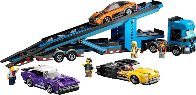 LEGO City Sports Car Transport Truck - Set of 4 Vehicles for Children from 7 Years - Party or Birthday Gift for Boys and Girls - 4 Minifigures for Role Play 60408