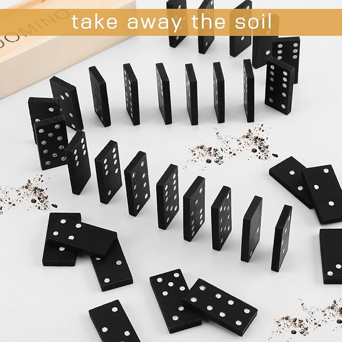 Hungdao 80 Pack Mini Dominoes Set Bulk Double 6 Dominoes Wooden Miniature Classic Board Games Party Favor Travel Box Educational Toys for Adults with Brown Wood Case