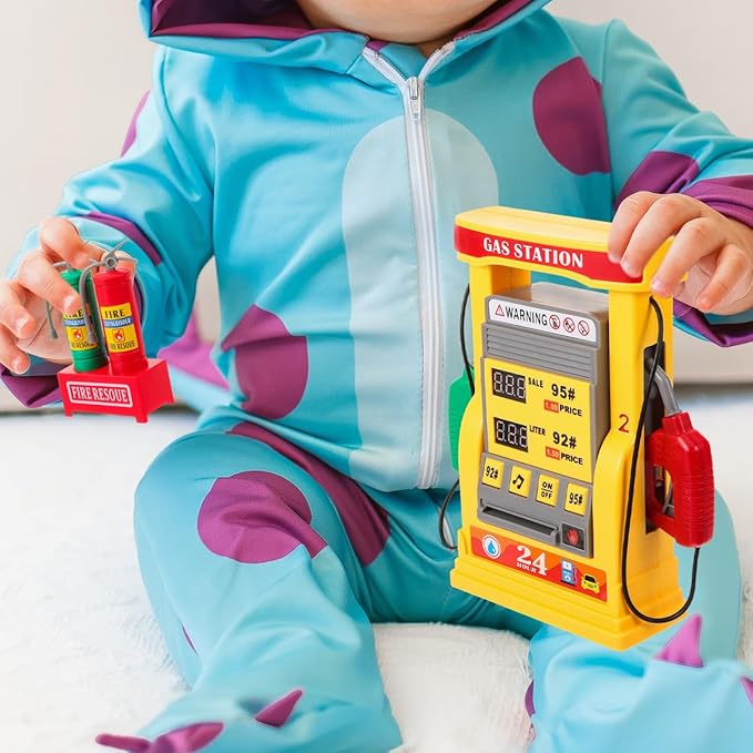 Vaguelly 1 Set Gas Station Toy Interactive Toys Children Birthday Decoration for Girl for Toddlers Gas Station Pump Sand Table Decor DIY Assembly Digital