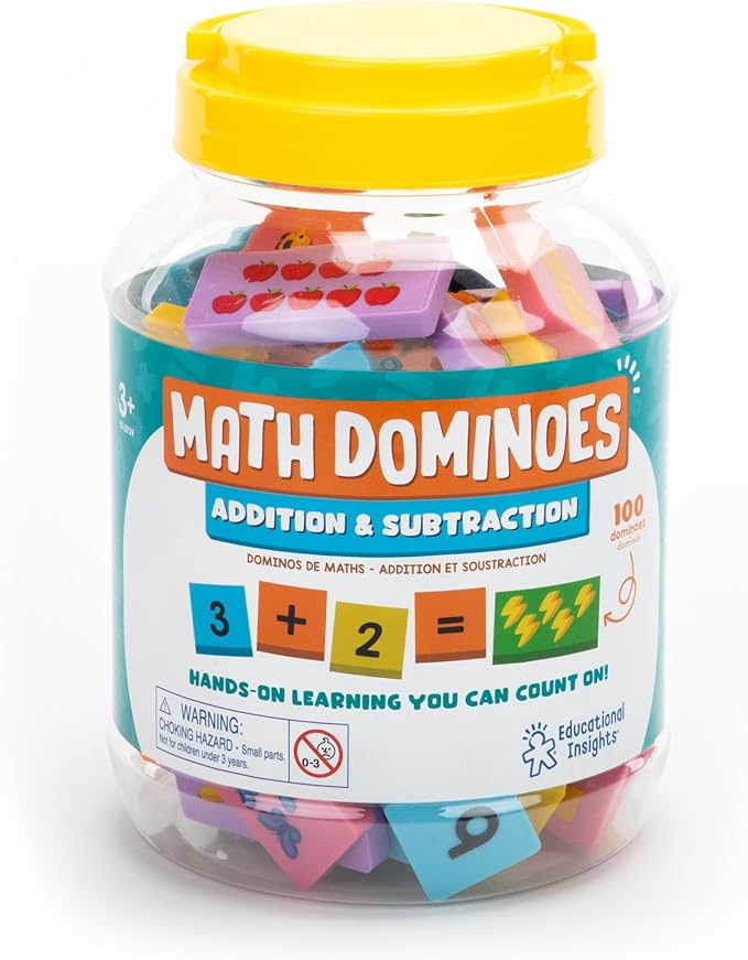 Educational Insights Math Dominoes Addition & Subtraction - Includes 60 Symbol & 40 Picture Dominoes, Gift for Ages 3+