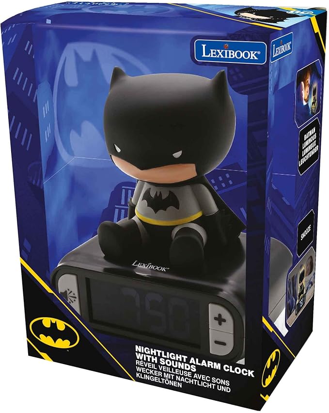 LEXiBOOK - Batman Digital Alarm Clock for Kids with Night Light Snooze, Childrens Clock, Luminous Batman, Black Colour - RL800BAT