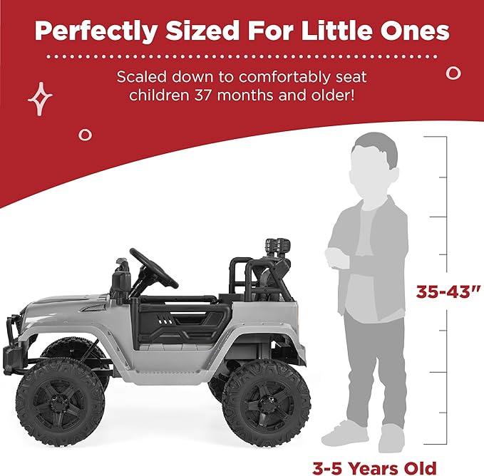 Best Choice Products 12V Kids Ride On Truck Car w/Parent Remote Control, Spring Suspension, LED Lights, AUX Port - Gray