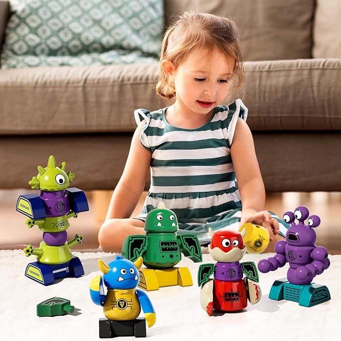 Magnet Robot Toys for Kids 3-5 - Magnetism Stacking Transform Boys Toys for Ages 5-7 with Storage Box, Set for Toldllers Age 3-8 Years Old Girls, Christmas and Birthday Gifts