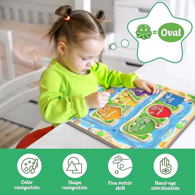 Magnetic Color & Shape Maze - Montessori Toys for 3 4 5 Year Old, Color and Shape Sorting Toys, Montessori Toys for Kids Boys Girls Gifts Ages 3+,Preschool Learning Activities