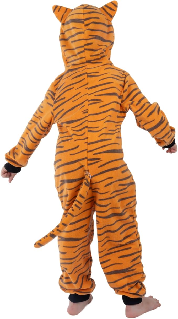 Sincere Party Tiger Onesie Novelty Tiger Jumpuit with EMB Face Costume for Kids M(6-8)
