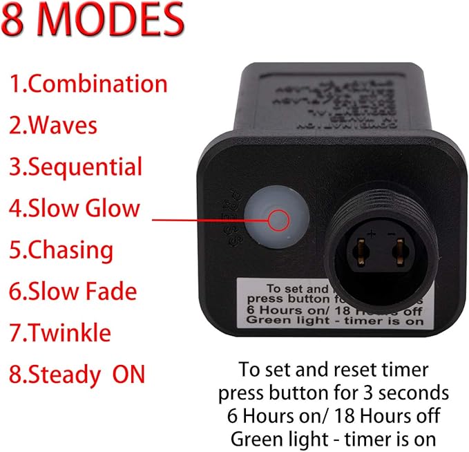 AWQ 200 LED 9.8ft x 6.6ft String Lights Net Mesh Lights Christmas Net Lights 8 Modes for Christmas Wedding Party Home Garden Lawn Bushes Bedroom Indoor Outdoor Decor (9.8ft x 6.6ft, White)