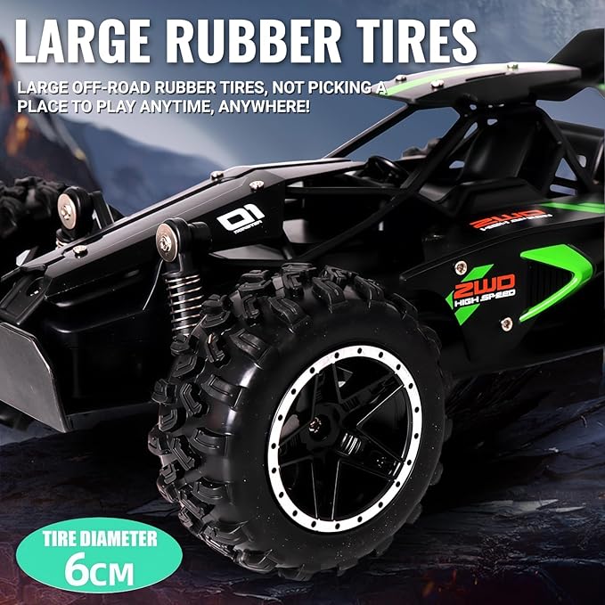 1/18Fast RC Cars for Adults 15+ KM/H,All Terrain High Speed Remote Control Car,with 2.4 GHz Remote Control.Two Rechargeable Batteries Truck for Adults & Kids