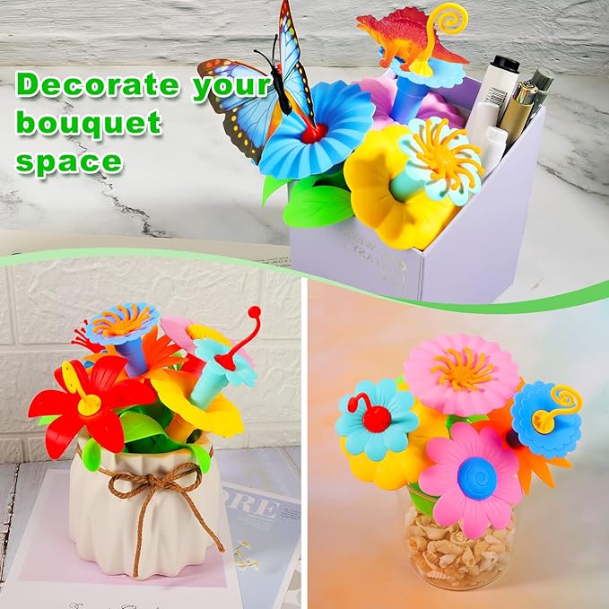 Birthday Toys Gifts for Toddlers Boys Girls Age 2 3 4 5 6,167 PCS Dinosaur Flower Garden Building Blocks,STEM Fine Motor Skill Stacking Games, Birthday Gifts for Preschool Kids 2+ Years Old
