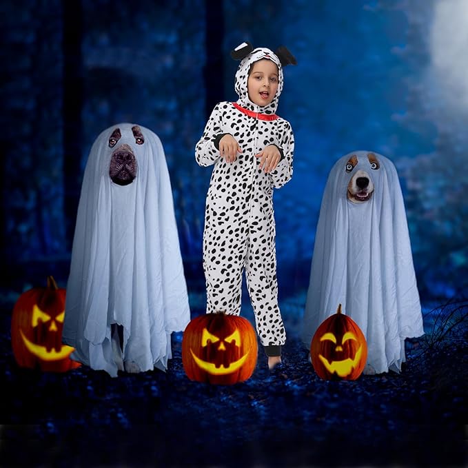 Sincere Party Dalmatians Onesie Costume for Kids,Made of Fleece Spotted Dog Onesie Dress Up S(4-6)