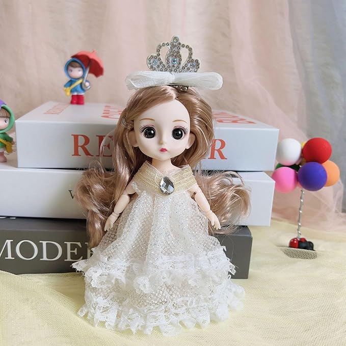Thcbme 5 Pcs 6 Inch Princess Girl Mini Dolls, Small Princess Dolls, Little Girl Miniature Dolls for 3+ Year Old Girls