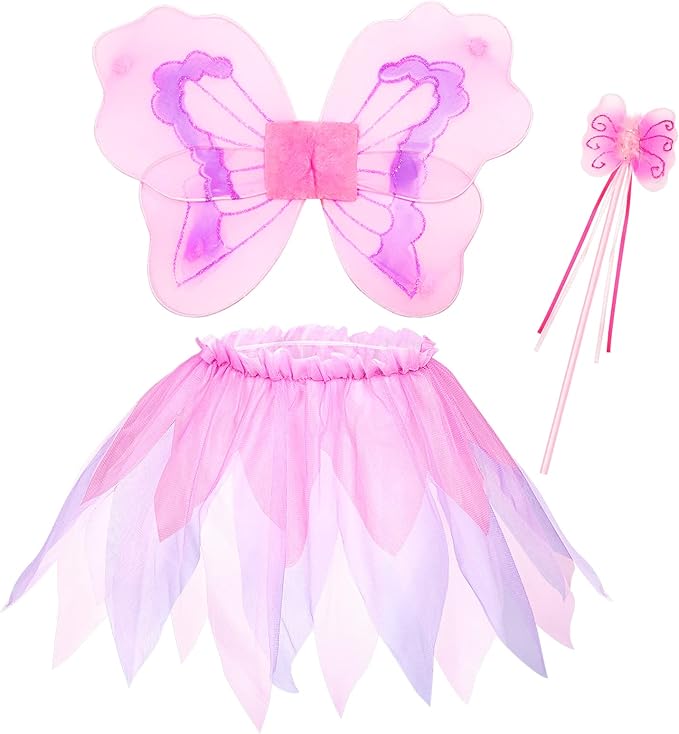 Jeowoqao Little Girl Dress Up Costumes Pretend Play Costumes Princess Role Play 13pc Mermaid Fairy Costume for Toddler Age 3 4 5 6 Years