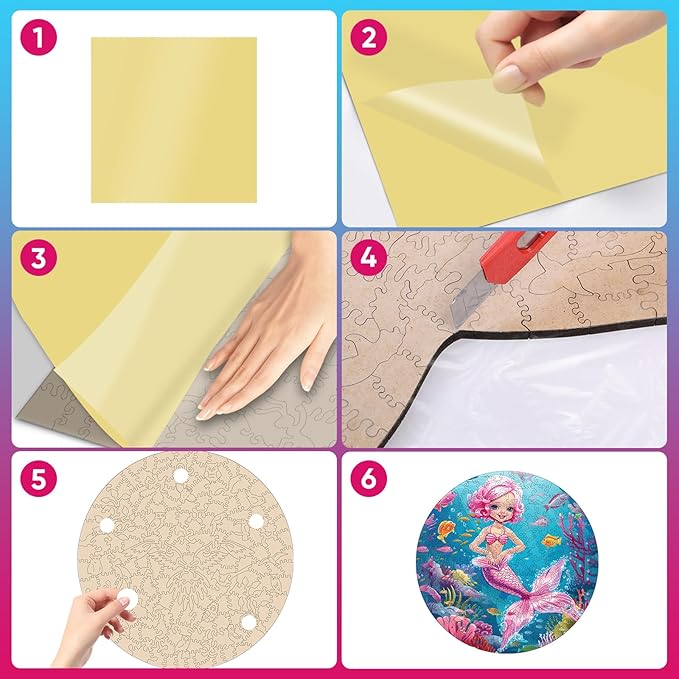 Wooden Puzzles for Adults, Mermaid Jigsaw Puzzles 500 Pieces, Unique Shape Puzzles with Wooden Box, 16.7 x 16.7 Inches Royal Size Family Game Gift, Fun Challenging Puzzles for Adults and Kids