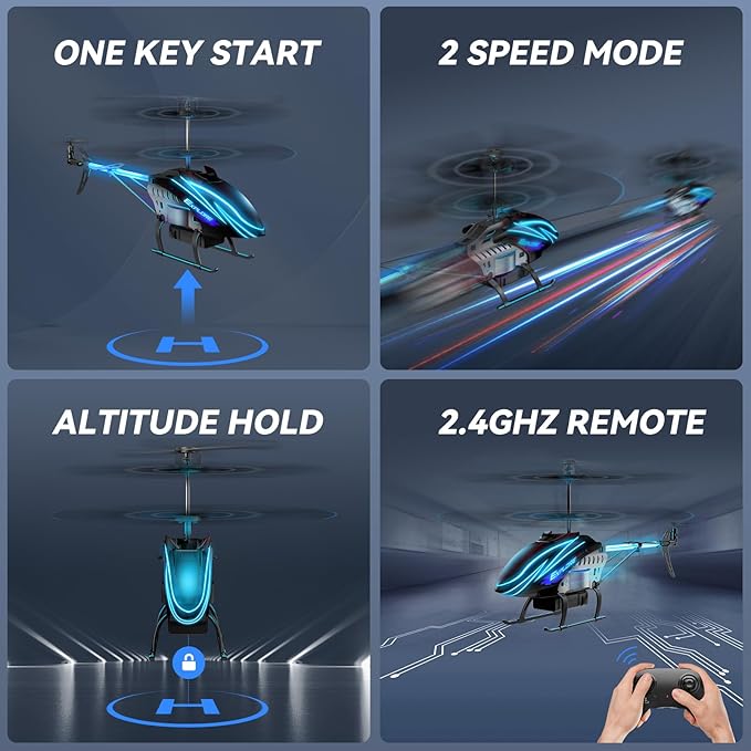 RC Helicopter, Remote Control Helicopter for Kids with 30Mins Flight(2 Batteries), 7+1 LED Light Modes, Altitude Hold, RC Toys for Boys Girls