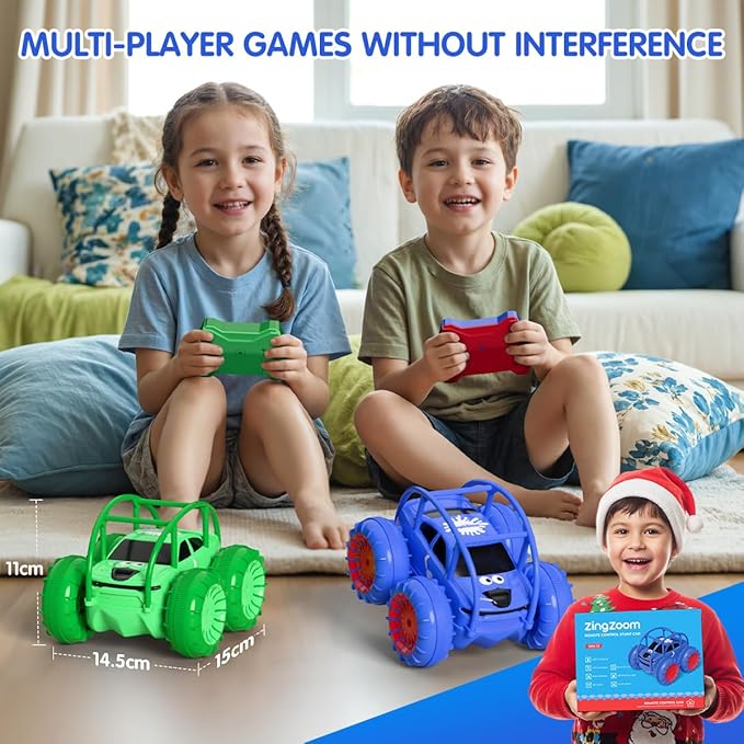 Remote Control Car, Fast Direct Charging RC Cars Amphibious 360° Rotating LED Rechargeable Stunt Car 2.4Ghz 4WD All Terrain RC Race Cars Toy Christmas Birthday Gift for Kids Boys Girls Aged 3-12 years