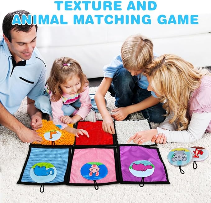 Baby Sensory Mats Animal Sensory Toys, 10 Various Textures Early Sensory Exercise Sensory Mats Sensory Toys for Kids 20 Pcs Baby Tummy Mat with Mirror Sensory Play Toys for Infant Newborn Toddler