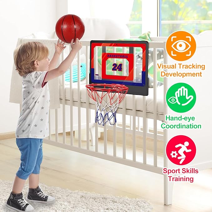 Kids Basketball Hoop Stand Adjustable Basketball Set Toddler Basketball Toys for 3 to 8 Years Old Indoor Outdoor Play Ages 3-5 6-8 Backyard Sport Games for 2 3 4 5 6 Year Old Boy Girl Birthday Gift