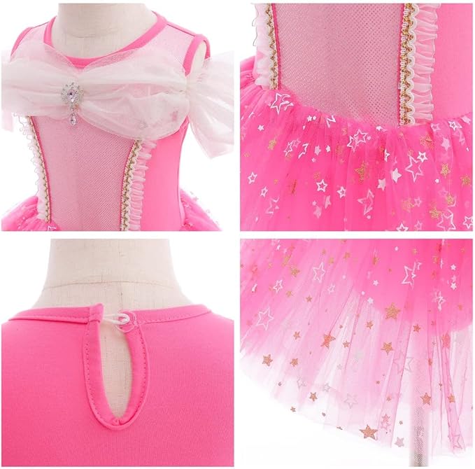 DYMCII Baby Girls Princess Ballet Dress Short Sleeve Leotards Skirted Tutu Dancewear Halloween Christmas Party Fancy Costume