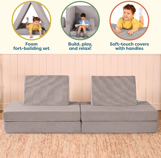 B. toys – Foam Fort Playset – Modular Foam Building Set – Sensory Fabric Covers & Handles – Removable & Machine-Washable Covers – 12 Months + – WonderFort