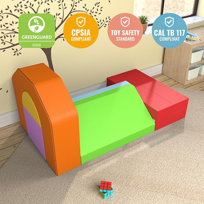 6 Piece Foam Climbing Blocks, Pu Leather Soft Play Large Baby Climbing Gym Indoor Climbing Toys for Toddlers 1-3 Inside