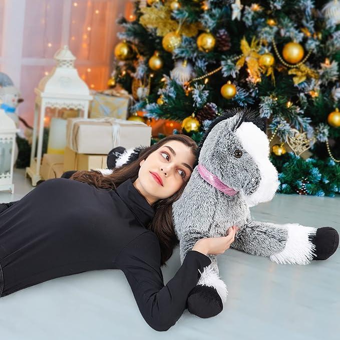 MaoGoLan Large Horse Plush Stuffed Animal for Kid, 3 ft Ridable Horse Plush Pillow, Soft Pony Toy, 33 inches